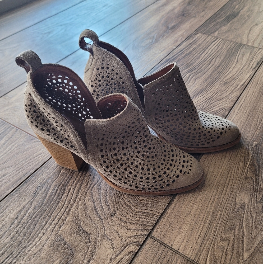 Jeffrey Campbell Tan / Taupe Perforated Ankle Booties